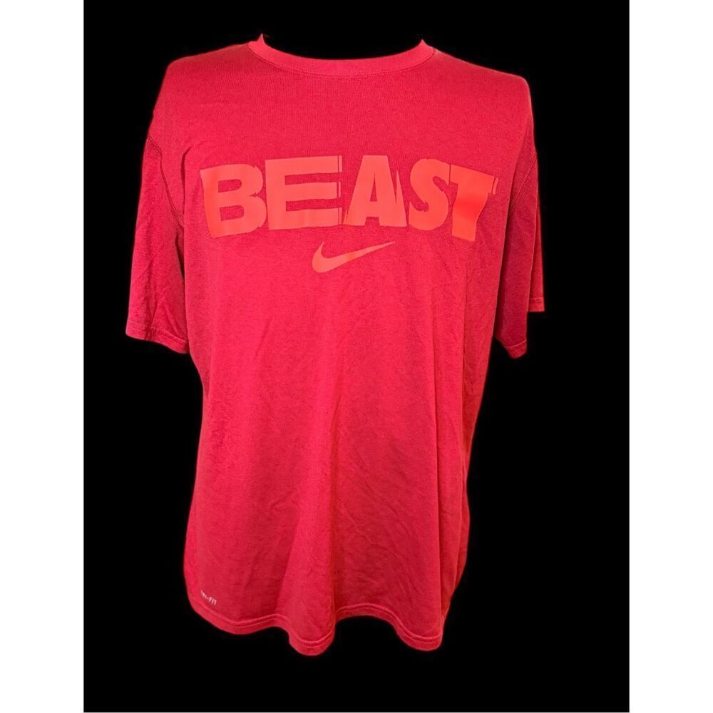Nike Beast DRI-FIT T-Shirt XL Red Tennis Running Work-Out Swoosh - Picture 2 of 12
